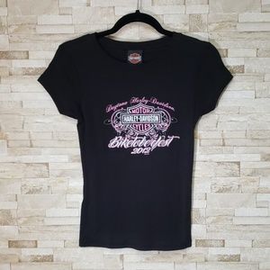 Harley Davidson Blk Short Sleeve Ladies Shirt